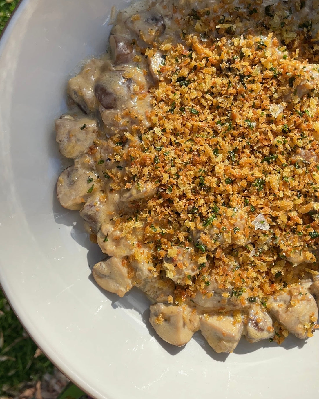 Creamy Mushrooms with Fried Breadcrumbs