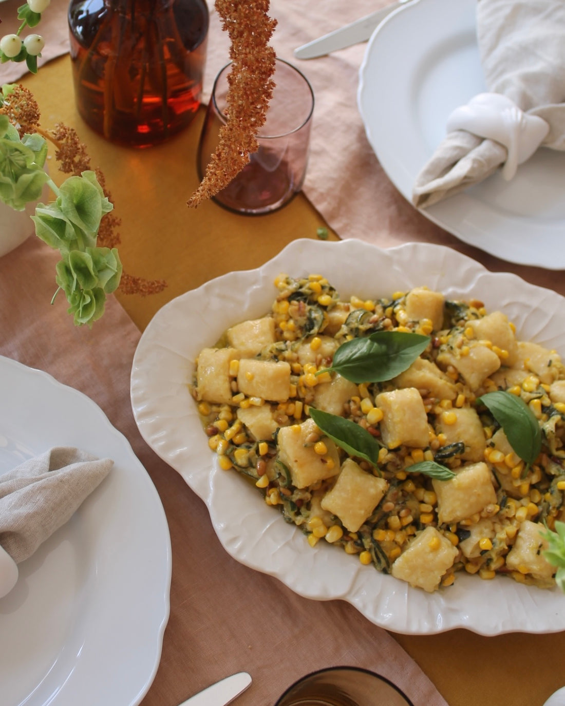Ricotta Gnocchi with Zucchini, Corn & Pine Nuts