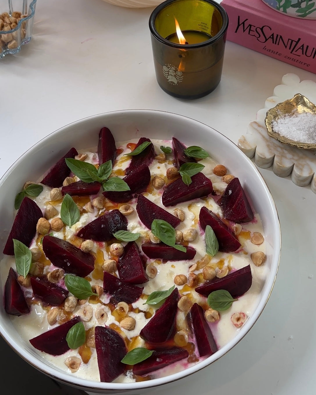 Beetroot, Burrata, Toasted Hazelnuts & Truffle Honey Vinaigrette