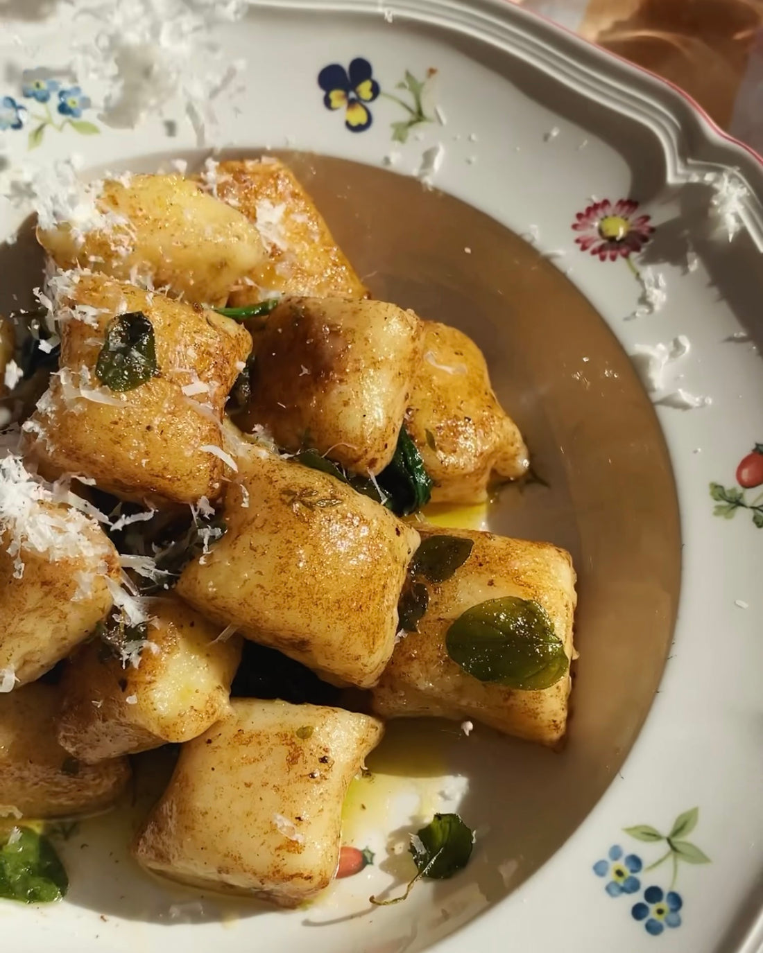 On the left a picture of finished gnocchi, and on the right the ingredients to make it. @intothesauce, Into the Sauce, Tori Falzon, #intothesauce