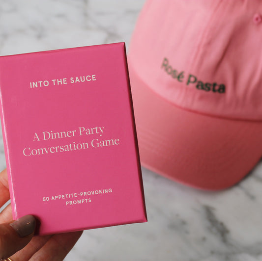 Conversation Cards & Rosé Pasta Cap Duo