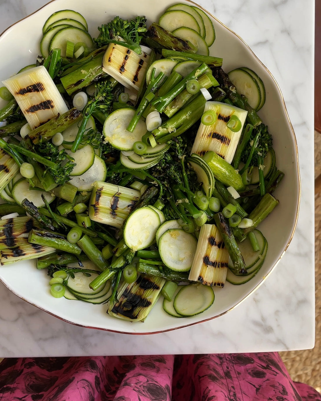 Spring vegetable salad with ingredients. @intothesauce, Into the Sauce, Tori Falzon, #intothesauce