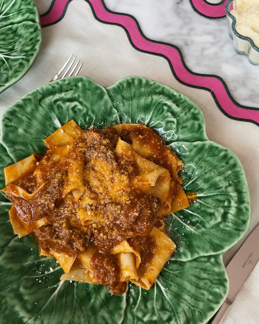 Beef ragu with ingredients