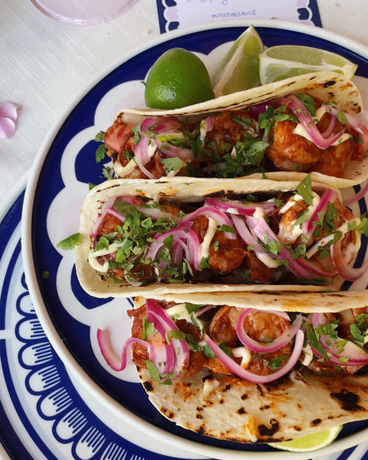 Prawn tacos with ingredients, @intothesauce, Into the Sauce, Tori Falzon, #intothesauce