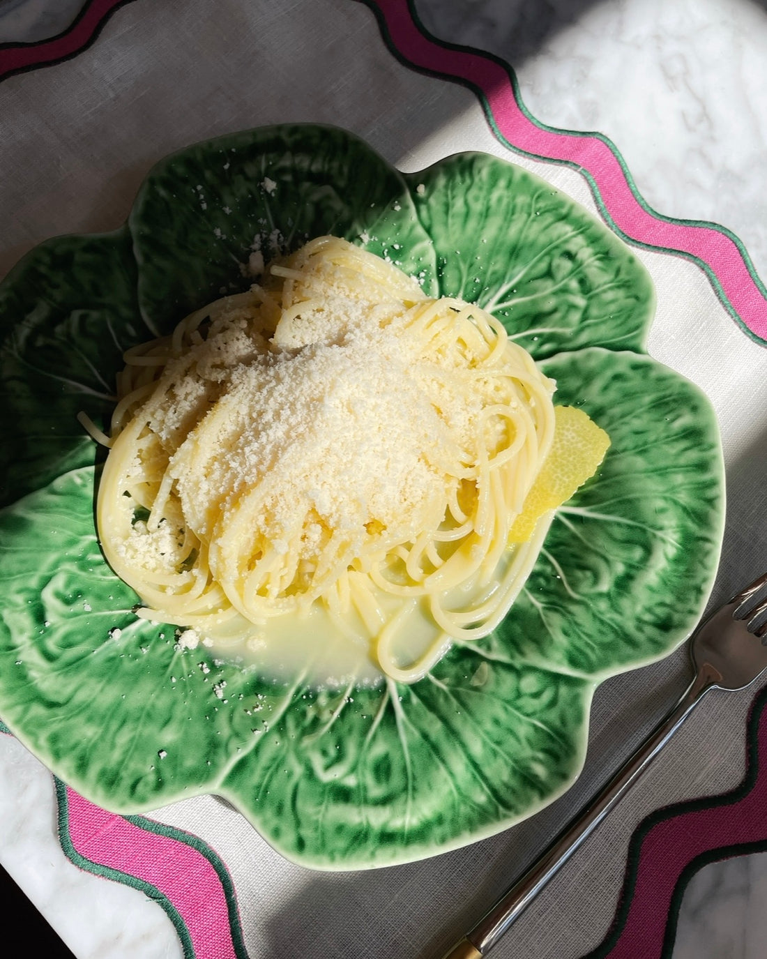 Spaghetti al limone with ingredients