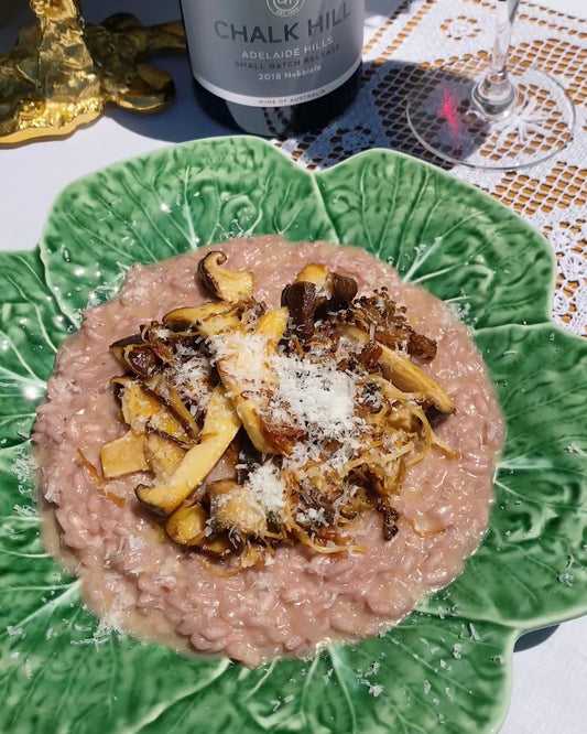 Red Wine Risotto with Mushrooms with ingredients. @intothesauce, Into the Sauce, Tori Falzon, #intothesauce