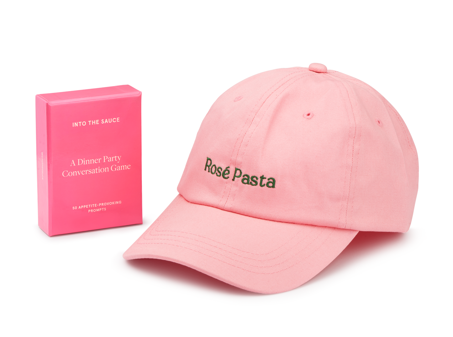 Conversation Cards & Rosé Pasta Cap Duo